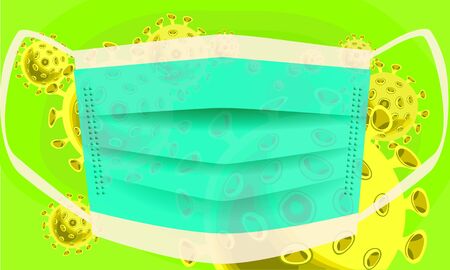 A vector graphic of a blue breathing mask that protect against coronavirus and other microbesのイラスト素材