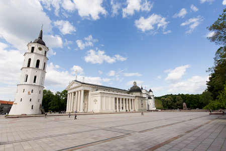 St. Stanislaus Cathedral and the bell tower in Vilnius, Lithuania. The Cathedral is the main Roman...