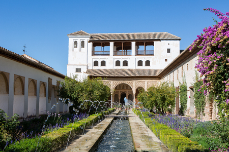 Generalife gardens in the most visited fortress complex Alhambra in Granada. It is a palace and fortress complex located in Granada.のeditorial素材