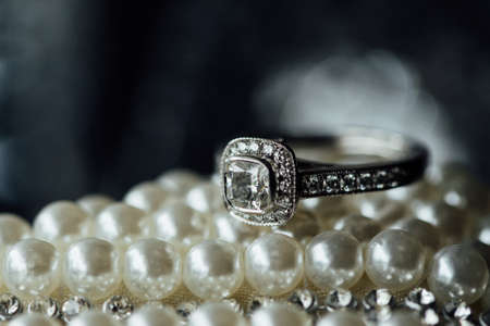 Diamond engagement ring. Beautiful engagement symbol.の写真素材