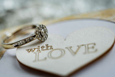 Diamond engagement ring. Beautiful engagement symbol.の写真素材