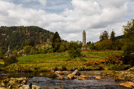 View to River at Glendalough monastic, Wicklow, Ireland.の写真素材