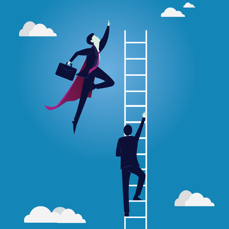 Business Competition Concept. Super Businessman Beat Normal Workerのイラスト素材