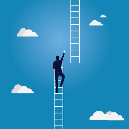 Business Target Concept. Climbing Ladder To The Skyのイラスト素材