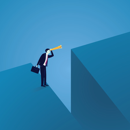 Business Vision Concept. Looking Far Away with Telescopeのイラスト素材