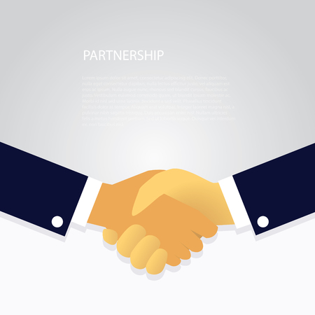 Vector illustration. Business teamwork deal agreement partnership concept. Businessmen shaking hands togetherのイラスト素材