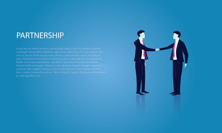 Vector illustration. Business teamwork deal agreement partnership concept. Businessmen shaking hands togetherのイラスト素材