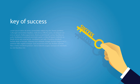 Vector illustration. Business success concept. Businessman holding key of success to open door of big opportunity winning glory in futureのイラスト素材