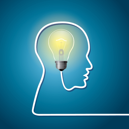 Creative illustration of a man having bright idea.のイラスト素材