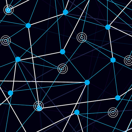Vector illustration of abstract lines and dots of global connection links.のイラスト素材