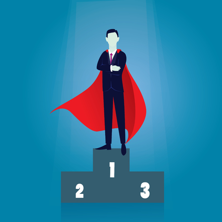 Super businessman on top of winning podiumのイラスト素材
