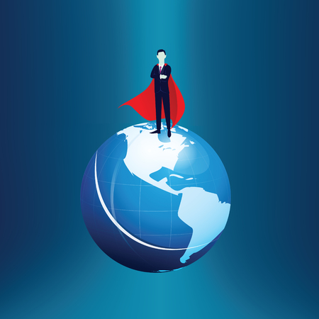 Super businessman on top of the worldのイラスト素材