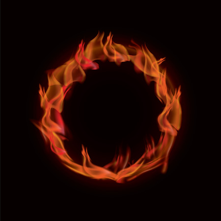 Vector illustration of burned flame ring of fire on black backgroundのイラスト素材