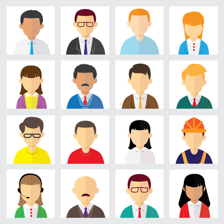 Vector illustration of creative team leader and staff business people avatar collectionのイラスト素材