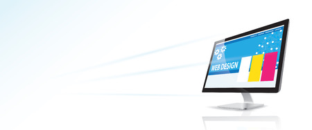 Vector illustration. Internet online computer web design website network technology future conceptのイラスト素材