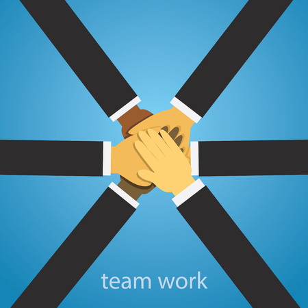 Vector illustration. Business teamwork concept. Icons words typography and symbol of teamwork leadership effort hard work team strategyのイラスト素材
