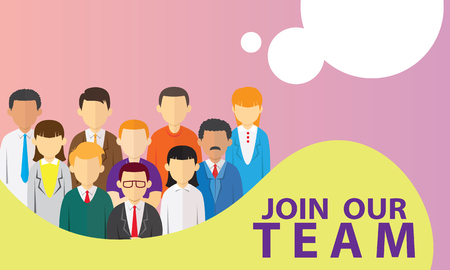 Vector illustration, hiring employment recruitment concept, join our team words typography offerのイラスト素材