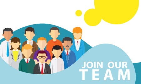Vector illustration, hiring employment recruitment concept, join our team words typography offerのイラスト素材