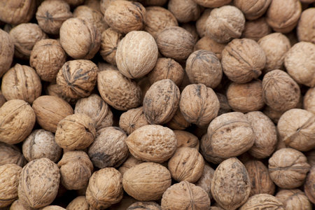 Wallnuts close up shot in a local market. Natural light.
