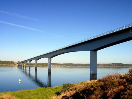 Bridge on the river Guadianaの写真素材