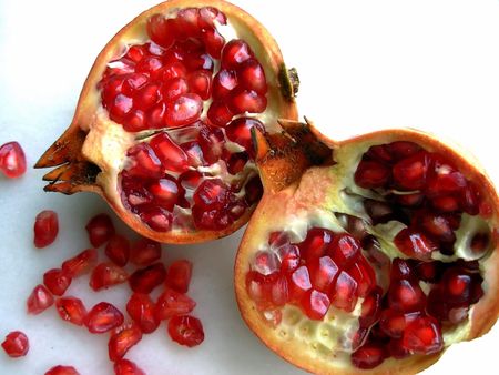 Common fruit in the countries of the south of the Europe and the Mediterranean: romã.の写真素材