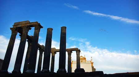 Roman temple in Evora, Portugal.の写真素材
