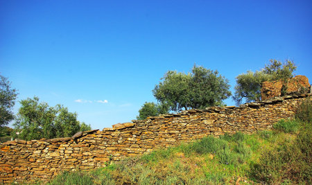 Old portuguese wall in rural place.の写真素材
