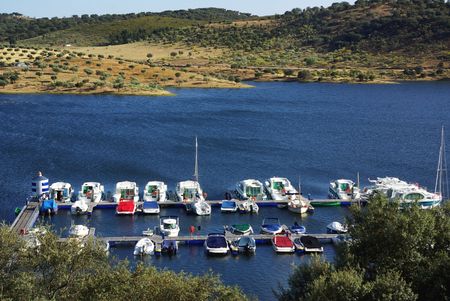 Boats in marina at Portugal.の写真素材