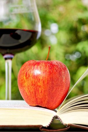 Apple on book.の写真素材