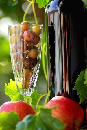 Red wine and fruitsの写真素材