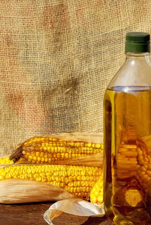 Yellow corn and oil.の写真素材