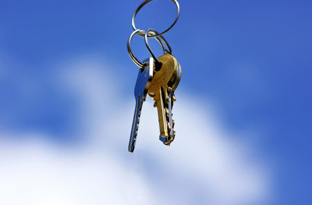 Keys in  blue skyの写真素材