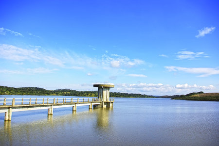 Barrage of Vigia lake, alentejo region, Portugal.の写真素材
