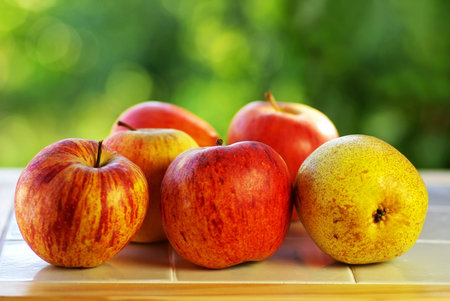 Red apples, and rocha pear.