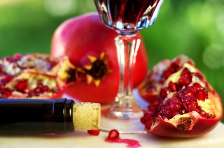 Pomegranate and red wine.の写真素材