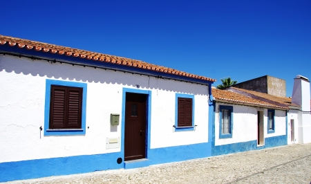 Blue street in alentejo village, Portugalのeditorial素材