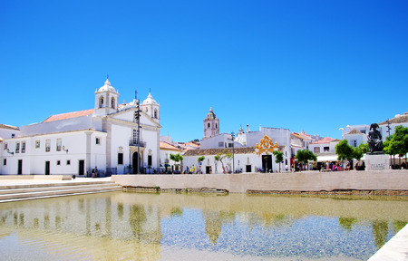Square of Lagos city in Algarve, Portugalのeditorial素材