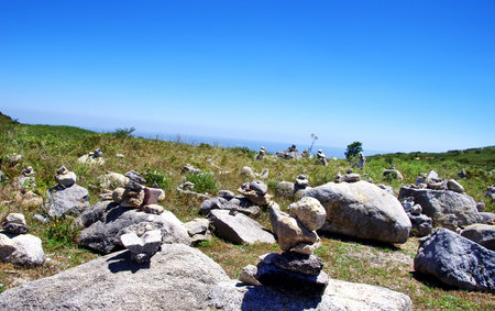 stone stack on the top of Foia -  Monchique mountains, Portugal 