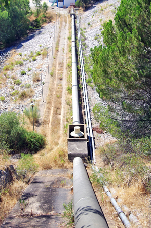 Steel water pipeline in Vigia dam, Portugalの写真素材