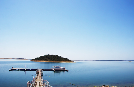 anchorage in  Alqueva lake, Alentejo, Portugalの写真素材