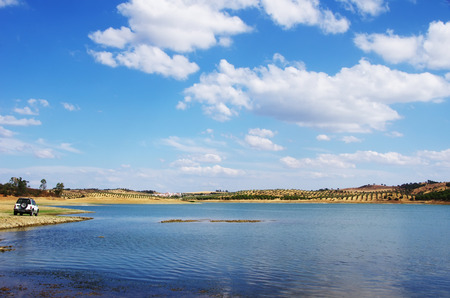 landscape of Alqueva lake near Amieira villageの写真素材