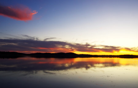 sunset landscape in Alqueva lake