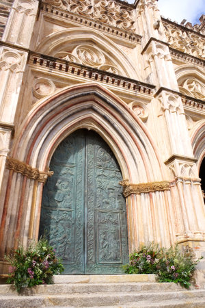 Gothic door of the Monastery of Santa Maria de Montserrat, Catalonia, Spainの写真素材