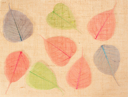 sackcloth with multicolor leaves  decor