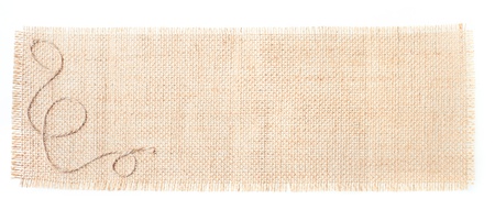 sackcloth tags with decor over whiteの写真素材