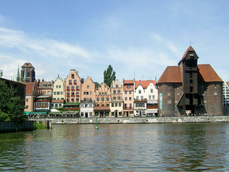 Waterfront with famous crane in Gdansk, Poland