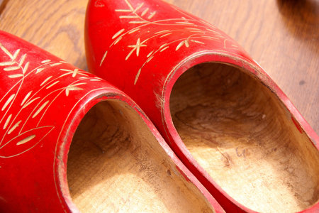 Ancient wooden shoesの写真素材