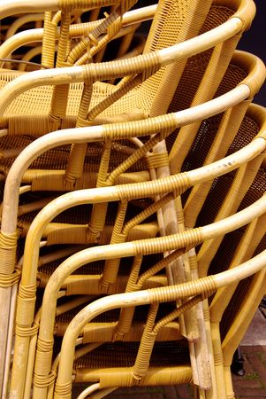 Stored terrace chairsの写真素材