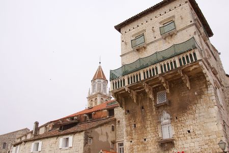 A part of the old city wall of Trogir, Croatiaの写真素材