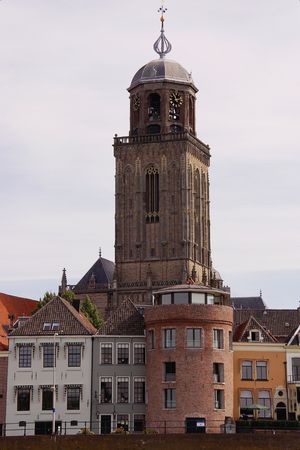 Deventer with the Lebuinus church, the Netherlandsの写真素材